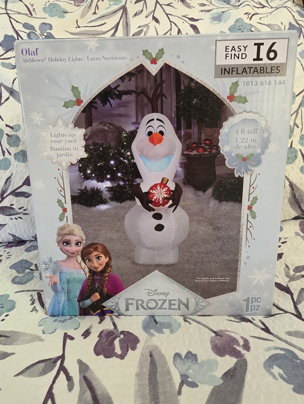 New Gemmy Disney Inflatable Frozen Olaf Ornament 4ft Airblown Lighted Christmas
